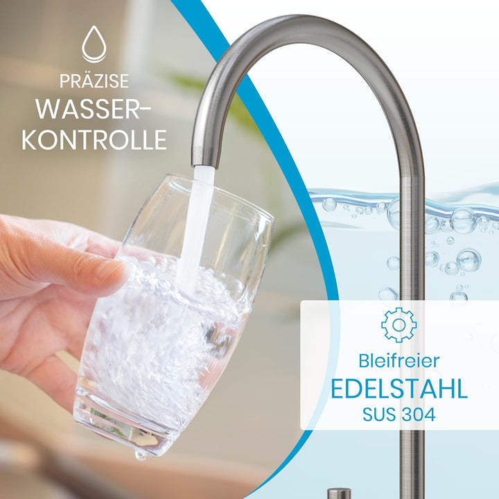 smardy UNO201 Osmose Wasserhahn Edelstahl, 360° schwenkbar für Umkehrosmose und Wasserfilter 1/4"(6,