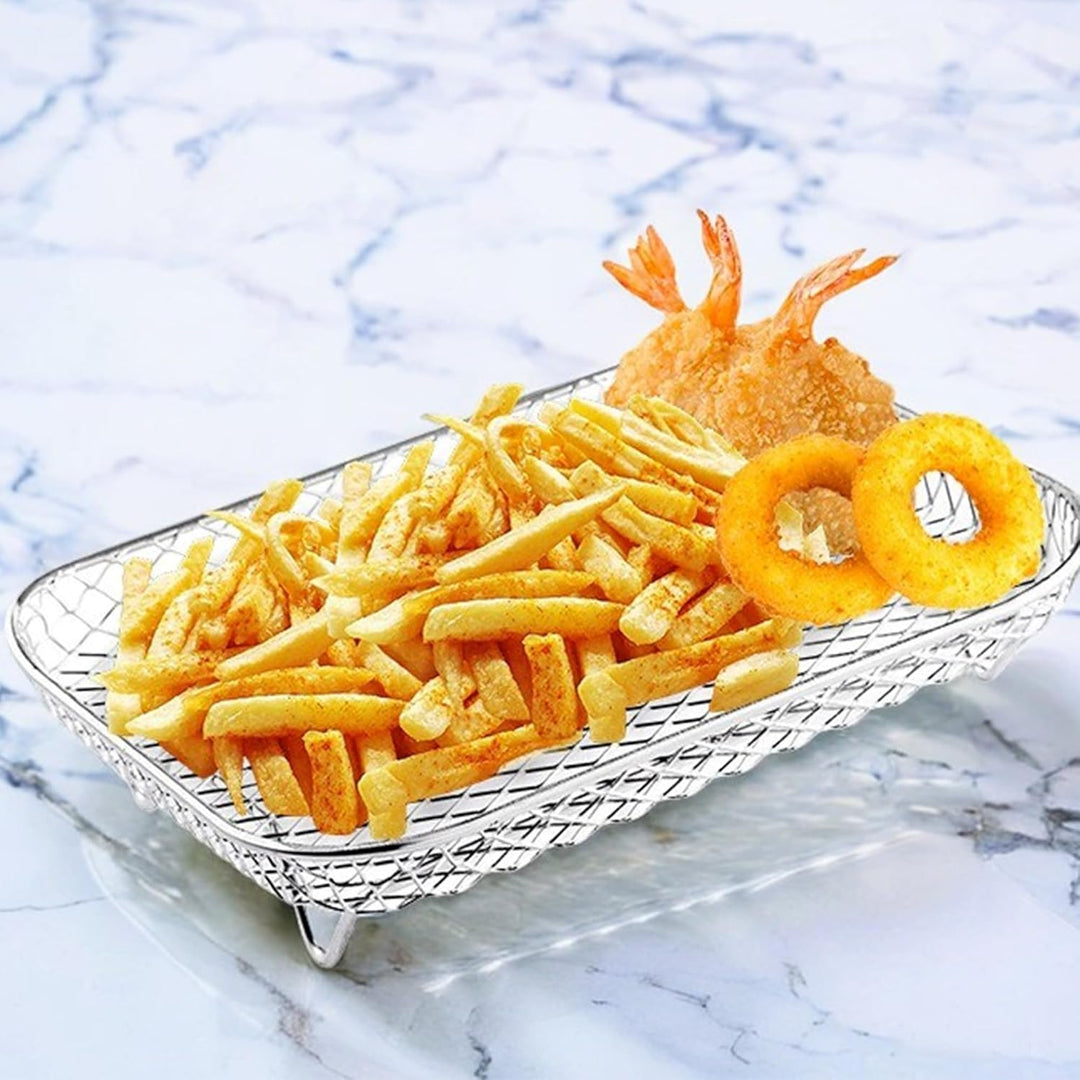 YUEMING Heissluftfritteuse Zubehör, 3 Layers Air Fryer Rack for Ninja Dual Basket mit Silikonfüssen,