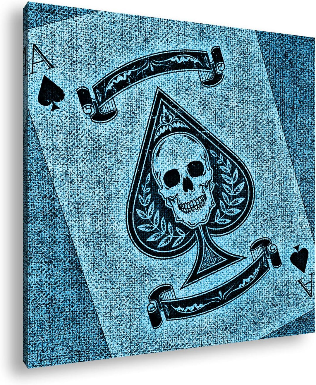 deyoli Spielkarte Ass Pik Format: 70x70 Effekt: Monocrome Blau als Leinwandbild, Motiv fertig gerahm