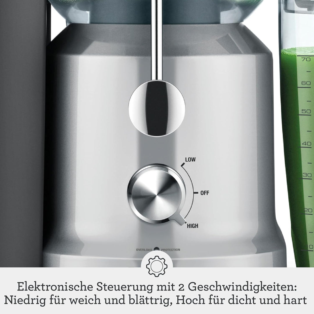 Sage Appliances SJE430 the Nutri Juicer Cold, Entsafter, Gebürstetes Edelstahl Entsafter mit 2 Gesch