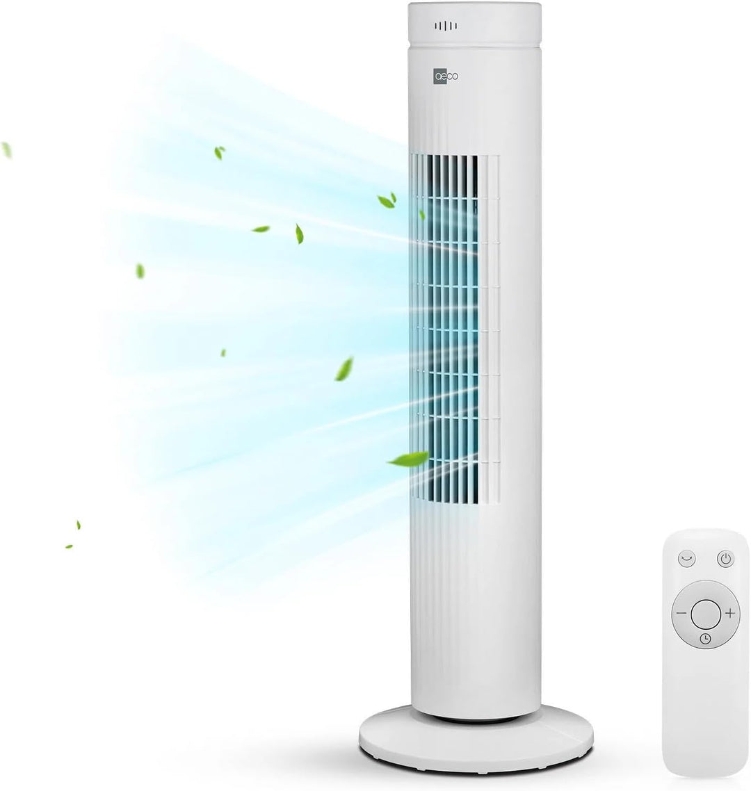 aeco AirX SPIN Turmventilator mit Fernbedienung 3 Geschwindigstufen 7H Timer 35w mobiler Lüfter Oszi