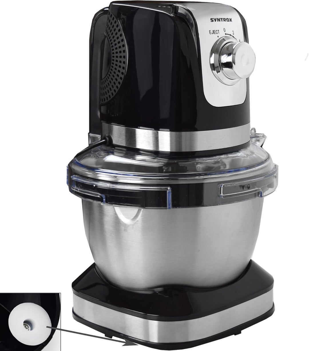 Syntrox Germany KM-600W Küchenmaschine Knetmaschine Mixer, Edelstahl-Behälter, 4 Liter, schwarz