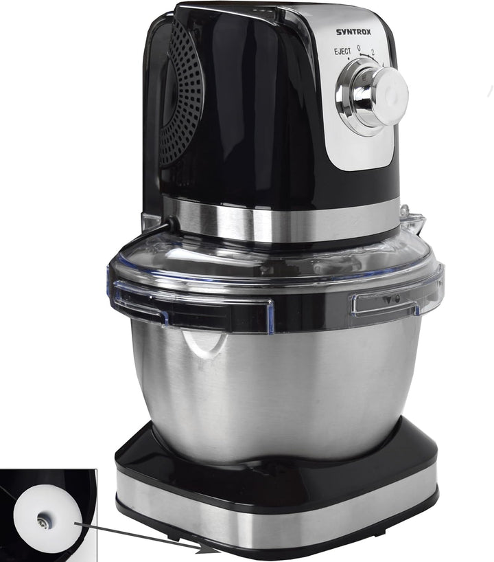 Syntrox Germany KM-600W Küchenmaschine Knetmaschine Mixer, Edelstahl-Behälter, 4 Liter, schwarz