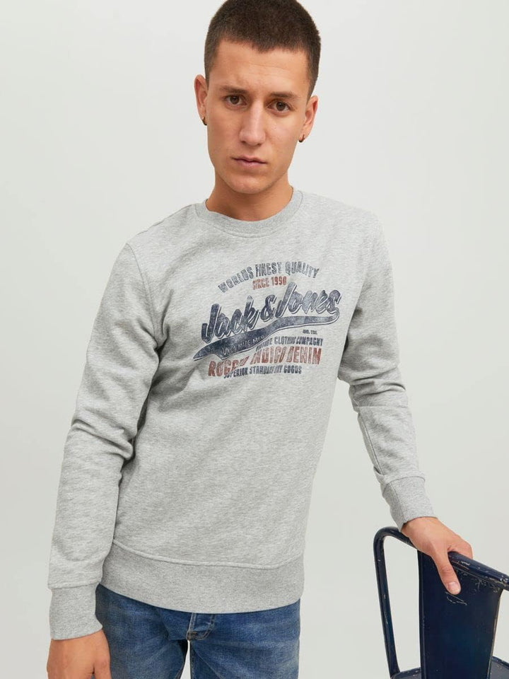 JACK & JONES Male Sweatshirt Einfarbig Sweatshirt M Light Grey Melange, M Light Grey Melange