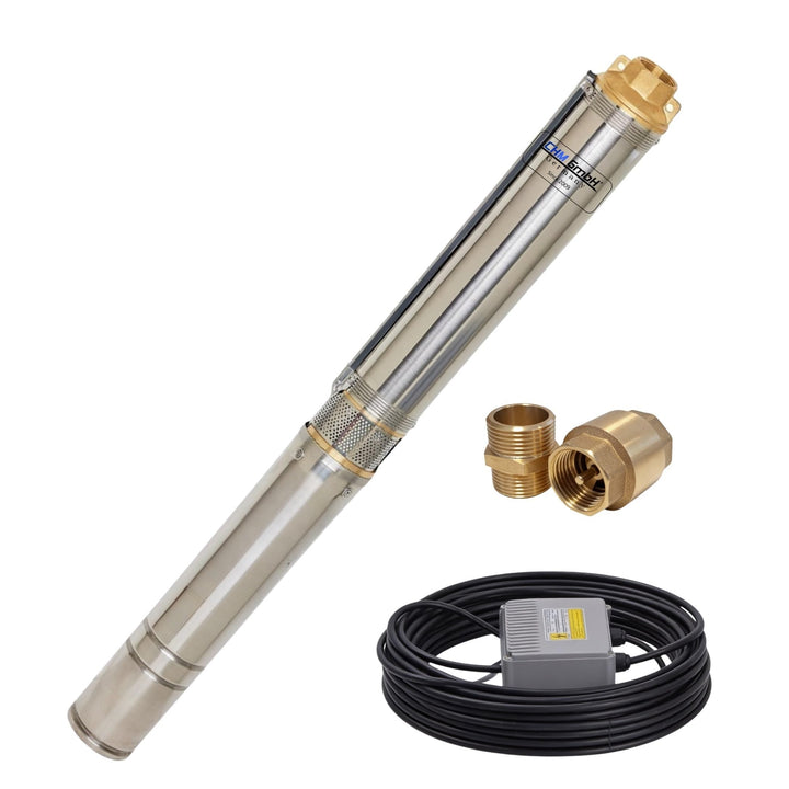 CHM GmbH® Tiefbrunnenpumpe 3 Zoll 550 Watt 3780 l/h 6,1 Bar Druck 20m Kabel u. Motorschutzschalter 5