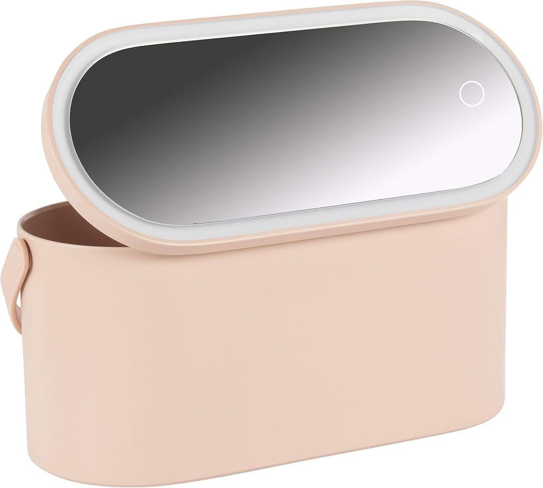 Schminkkoffer mit LED-Spiegel - Dusty Pink