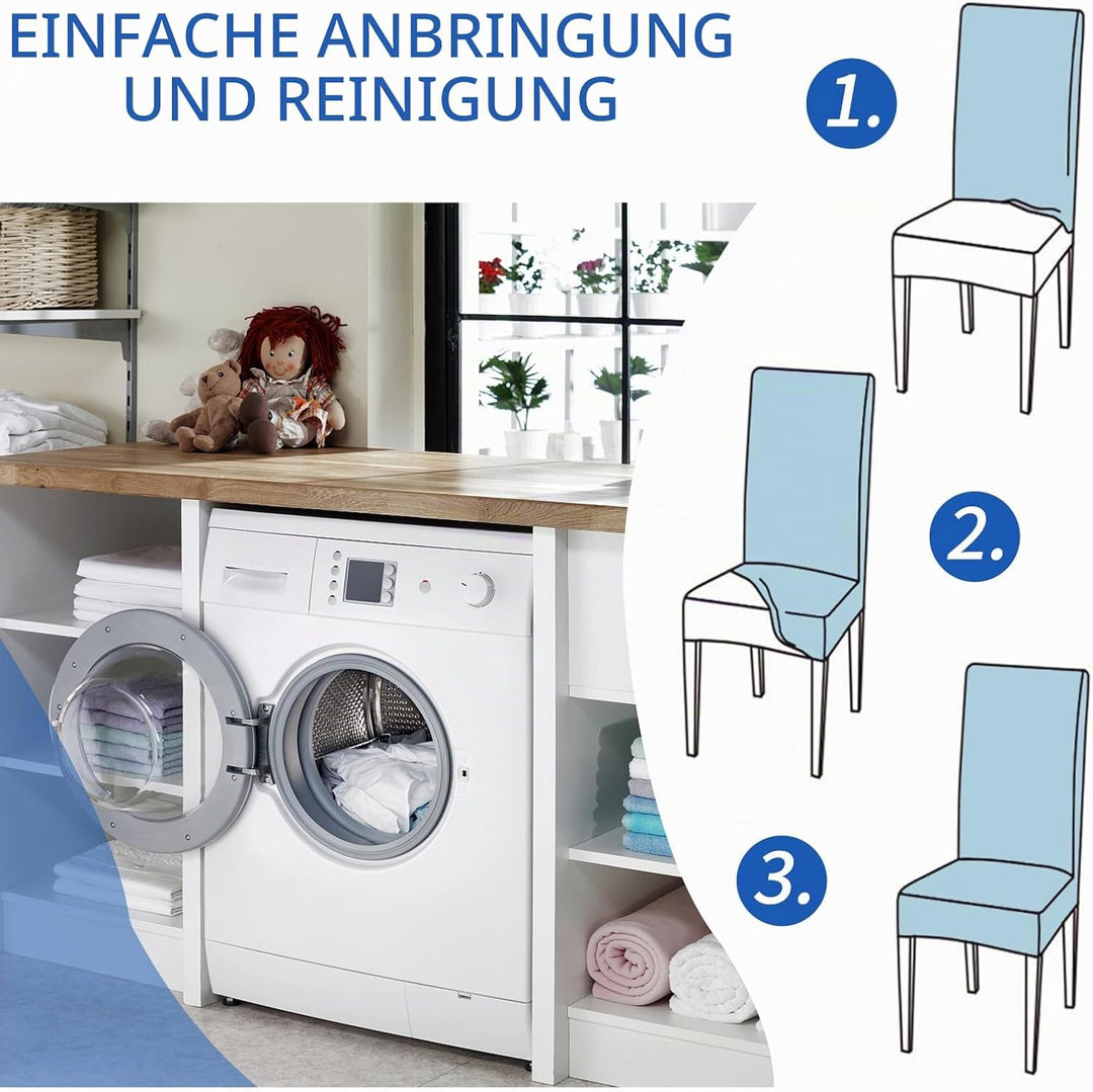 XINEAGE Stuhlhussen 4er Set, Stretch Stuhlhussen für Esszimmerstühle, Universale Stuhlhussen Waschba