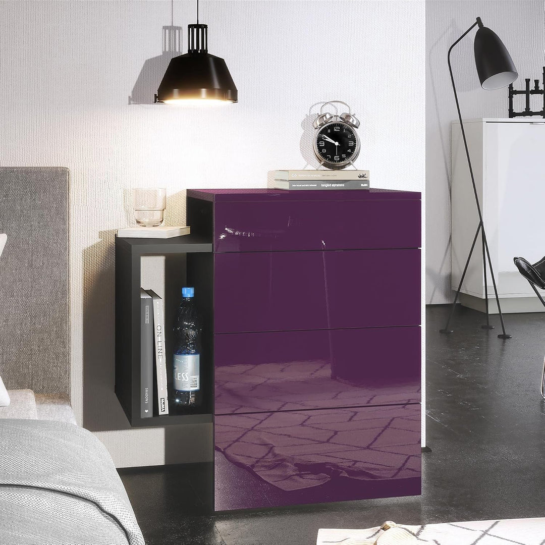 Vladon Nachttisch Queens, Nachttischschrank mit 2 Schubladen und 1 seitlichem Fach zur Wandmontage,