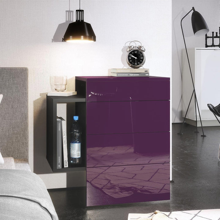 Vladon Nachttisch Queens, Nachttischschrank mit 2 Schubladen und 1 seitlichem Fach zur Wandmontage,