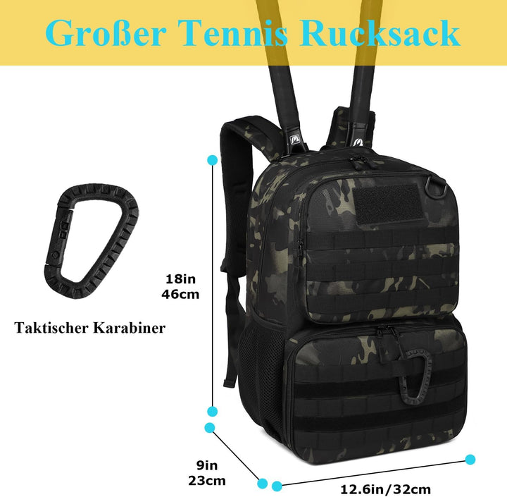 Tennistasche für Herren &amp; Damen taktischer Tennisrucksack mit Schuhfach | Sportrucksack mit Schläger
