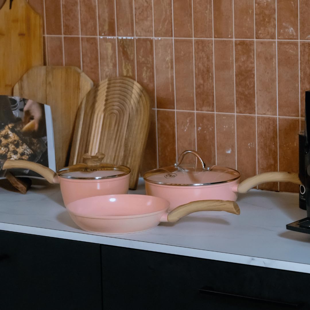 Cook & Pan - Blush Pfannenset 2-teilig-Induktionsgeeignet-PFAS frei Keramik-Beschichtung -Antihaft-