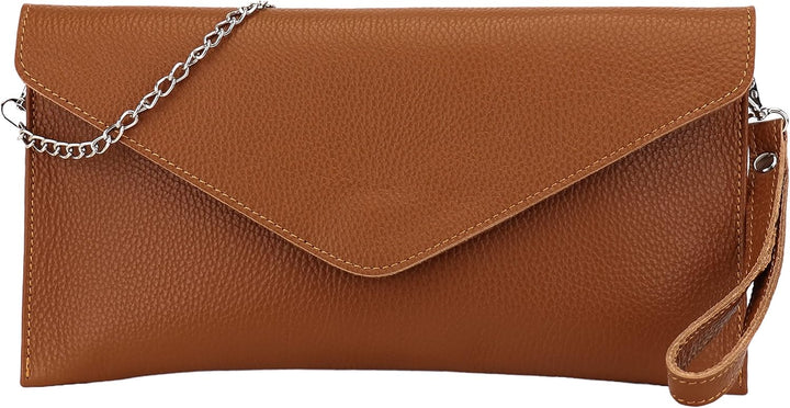 SH Leder Echtleder Clutch Umhängetasche kleine Tasche elegant Abendtasche in genarbt Rindleder mit T