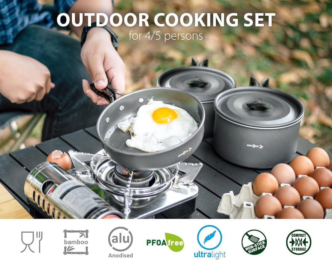 BRUNNER 0802026N Popote Outdoor Aluminium Topfset Packpot Ultralite 20 für 4/5 Personen