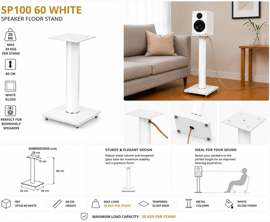 Sonorous - SP100/60 Weiss - Paar Füsse für Lautsprecher von 60 cm Höhe