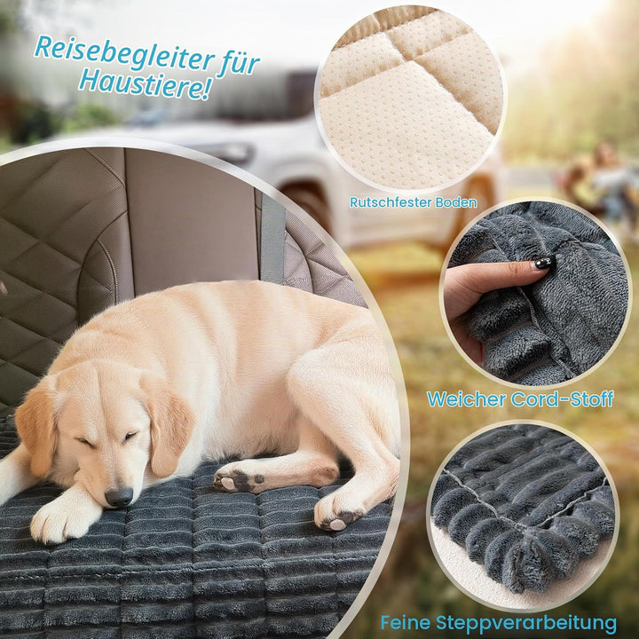 Hunde-Autositzbezug für Rücksitz - Weiche Rücksitz-Haustier-Bett-Matte, Rutschfeste Reise-Hundebett-