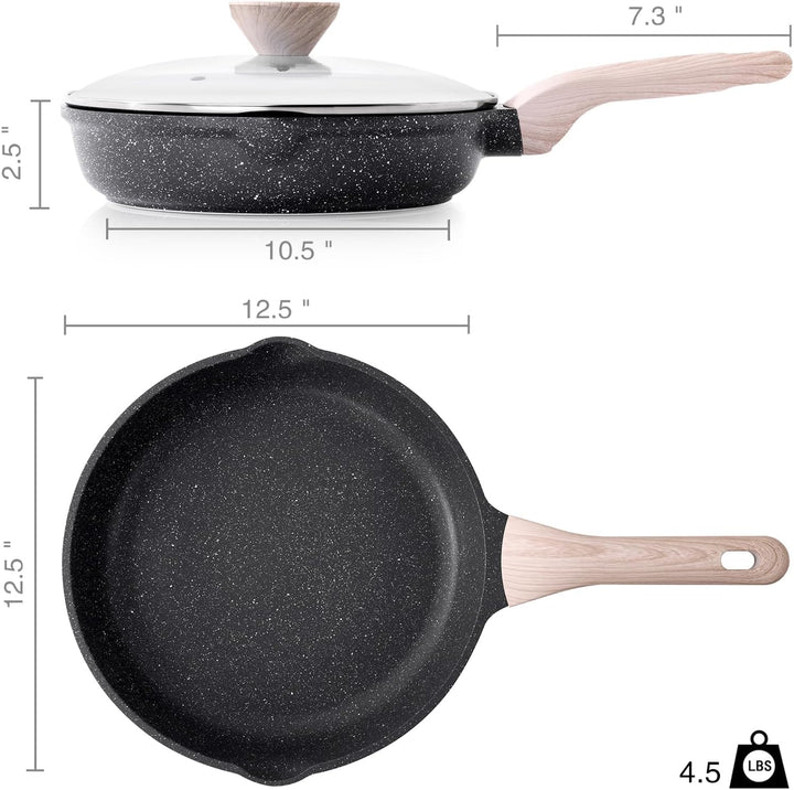 Kordisen Antihaft Bratpfanne mit Deckel, 32 cm Granit Beschichtung Pfanne Induktion, Gesund und Ungi
