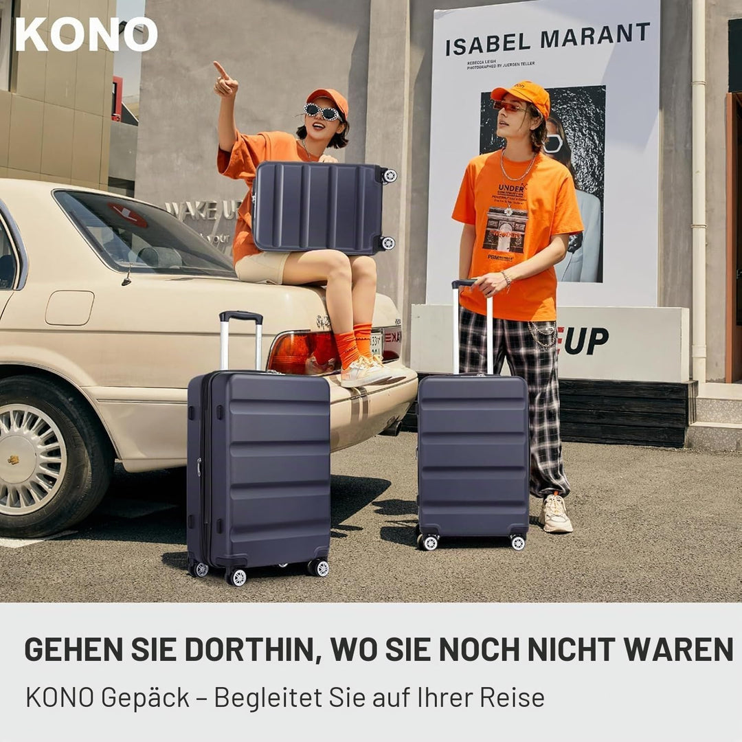 KONO Koffer Trolley Mittelgrosser Erweiterbares Hartschalenkoffer Leicht Reisekoffer mit TSA-Schloss