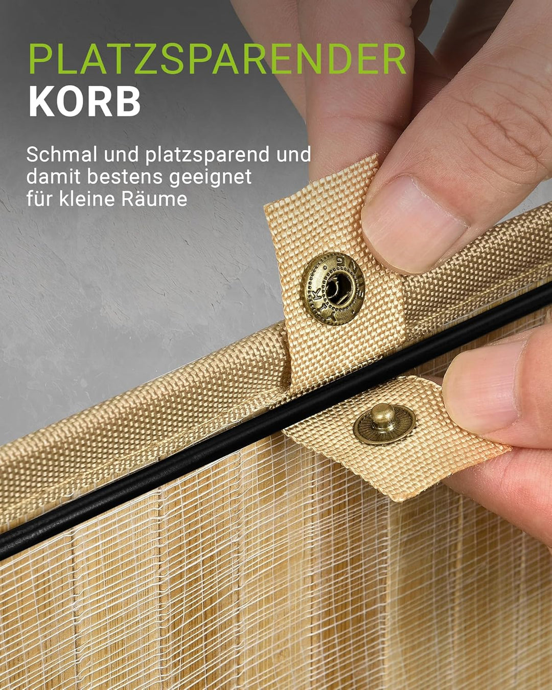 Juskys Bambus Wäschekorb Curly Natur 100L - Hygienischer Wäschekorb mit Deckel, Tragegriff & Wäsches