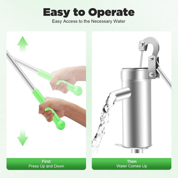 TABODD Wasserpumpe Edelstahl, Wasserhandpumpe Handpumpe Wasser Brunnen Handwasserpumpe Manuelle Wass