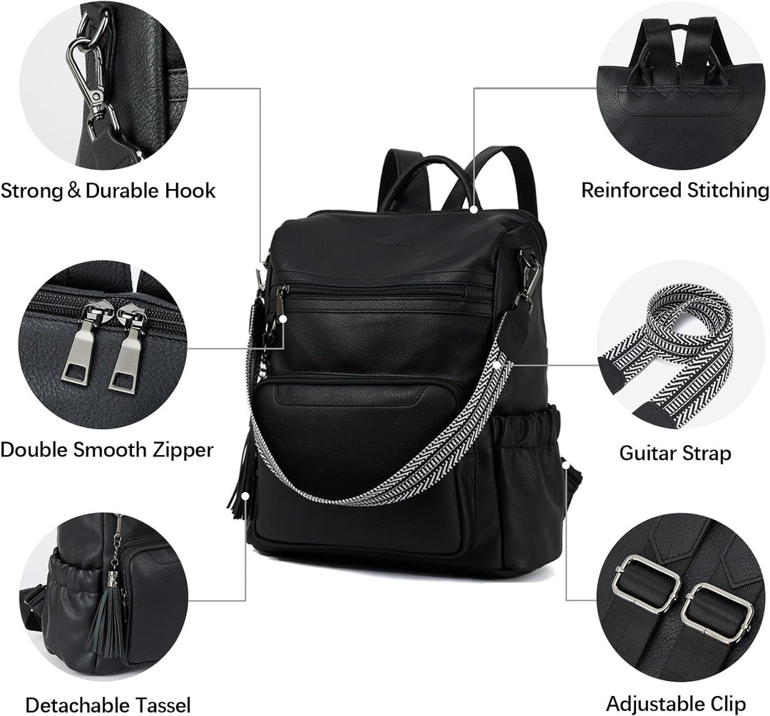 BOSTANTEN 2 Pieces Leder Rucksack Damen Freizeitrucksack Reise Handtasche Rucksackhandtasche Tagesru