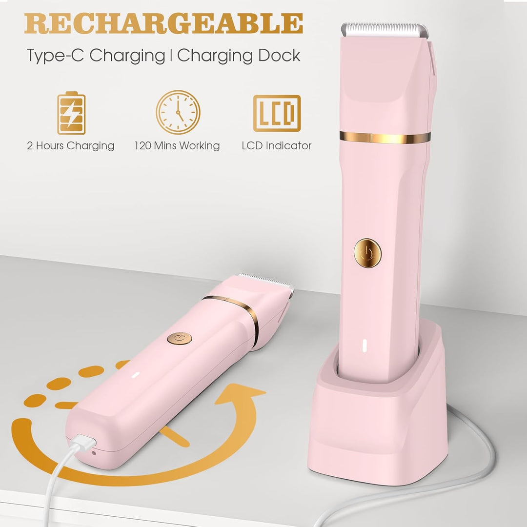 BRICH 3-in-1 Elektrischer Intimhaarentferner,Damendesign,Wiederaufladbarer Nass- und Trocken-Bikini-