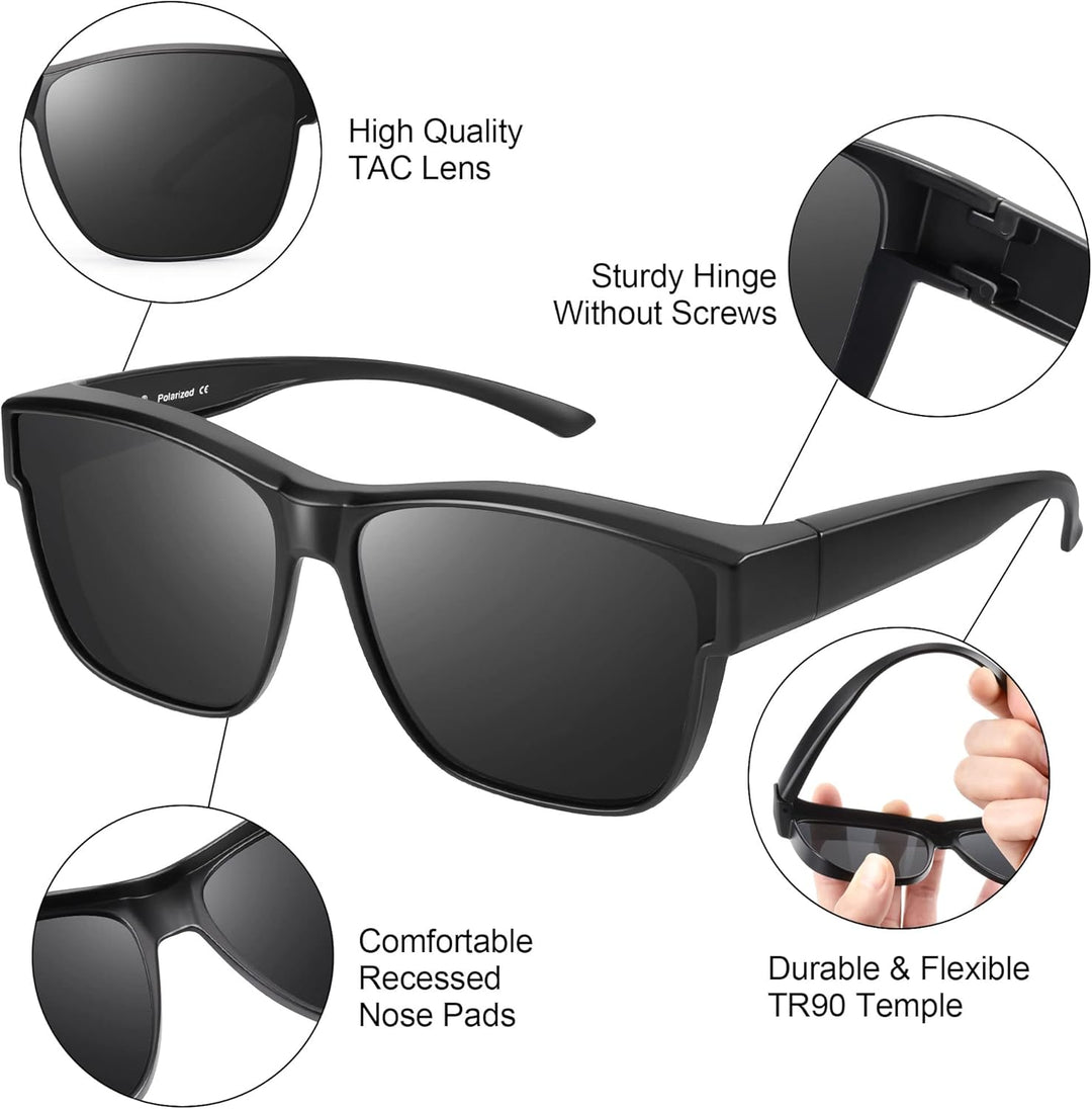 URUMQI Überzieh Sonnenbrille über Normale Brille, Polarisiert Überbrille Sonnenbrille für Brillenträ