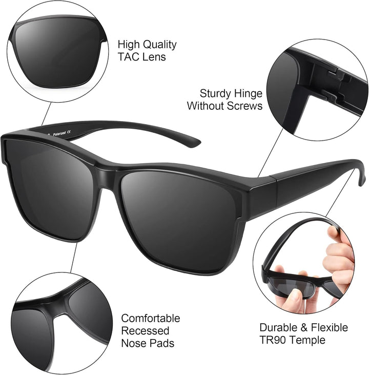 URUMQI Überzieh Sonnenbrille über Normale Brille, Polarisiert Überbrille Sonnenbrille für Brillenträ