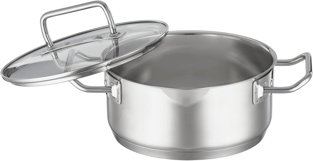 RÖSLE EXPERTISO Bratentopf, Hochwertiger Universaltopf aus Edelstahl 18/10, Glasdeckel, Innenskalier