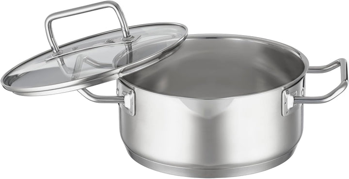 RÖSLE EXPERTISO Bratentopf, Hochwertiger Universaltopf aus Edelstahl 18/10, Glasdeckel, Innenskalier