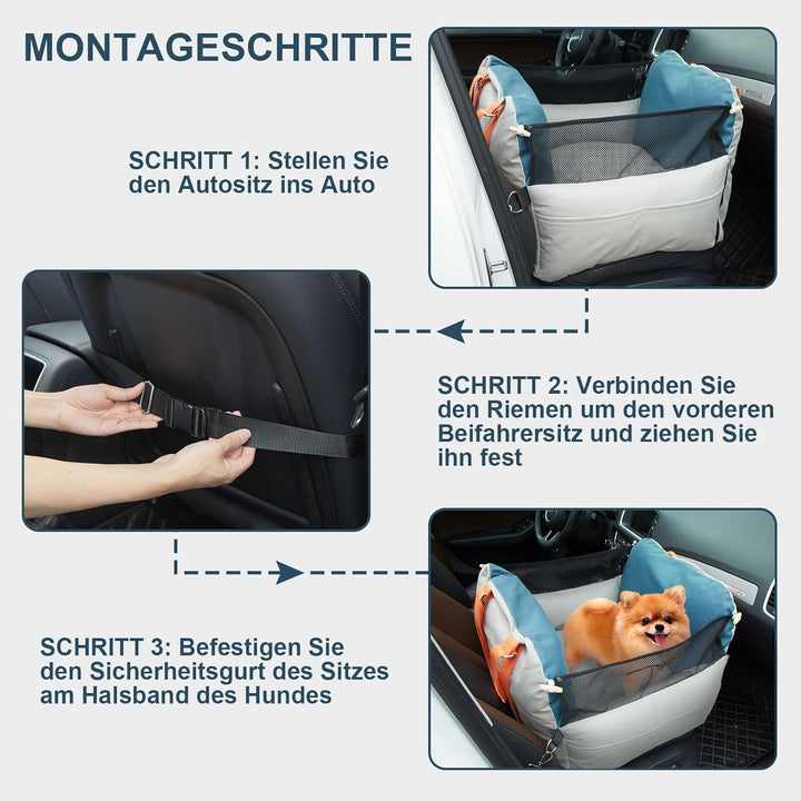 Ownpets Hunde Autositz für kleine bis mittlere Hunde, Waschbarer Hundesitz Auto, Hundebett Auto, Erh