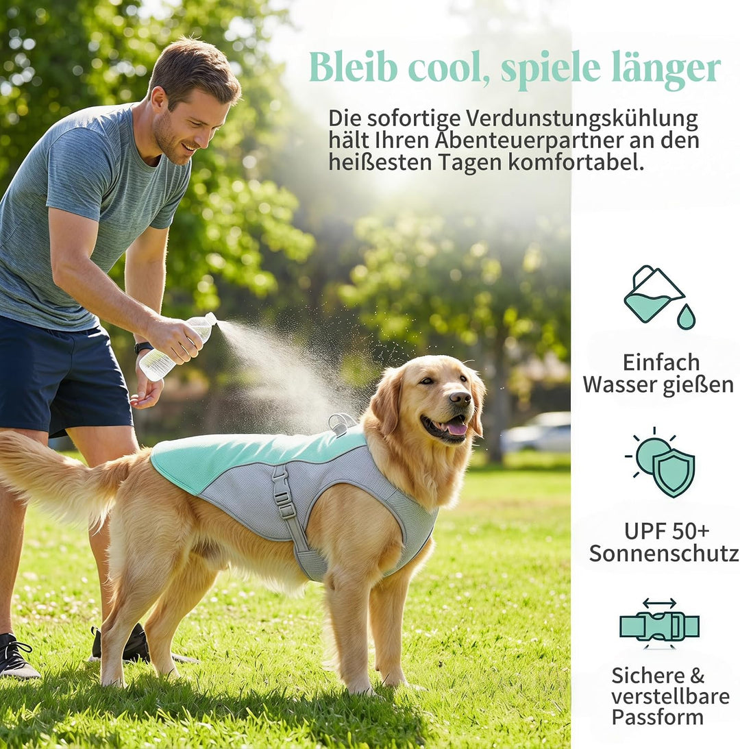 Hund Kühlweste, Kühlweste für Grosse Hunde, Sonnenschutz Hund Kühlmantel, Atmungsaktiv und UV-Schutz