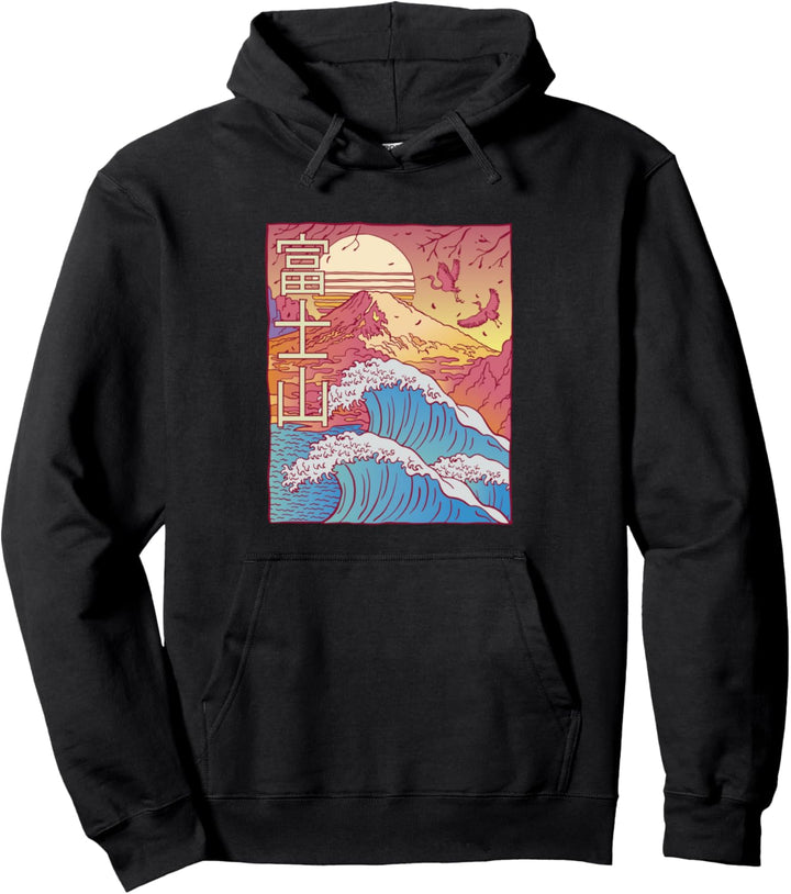 Vaporwave Japanischer Stil 80er 90er Jahre Wave of Kanagawa Pullover Hoodie