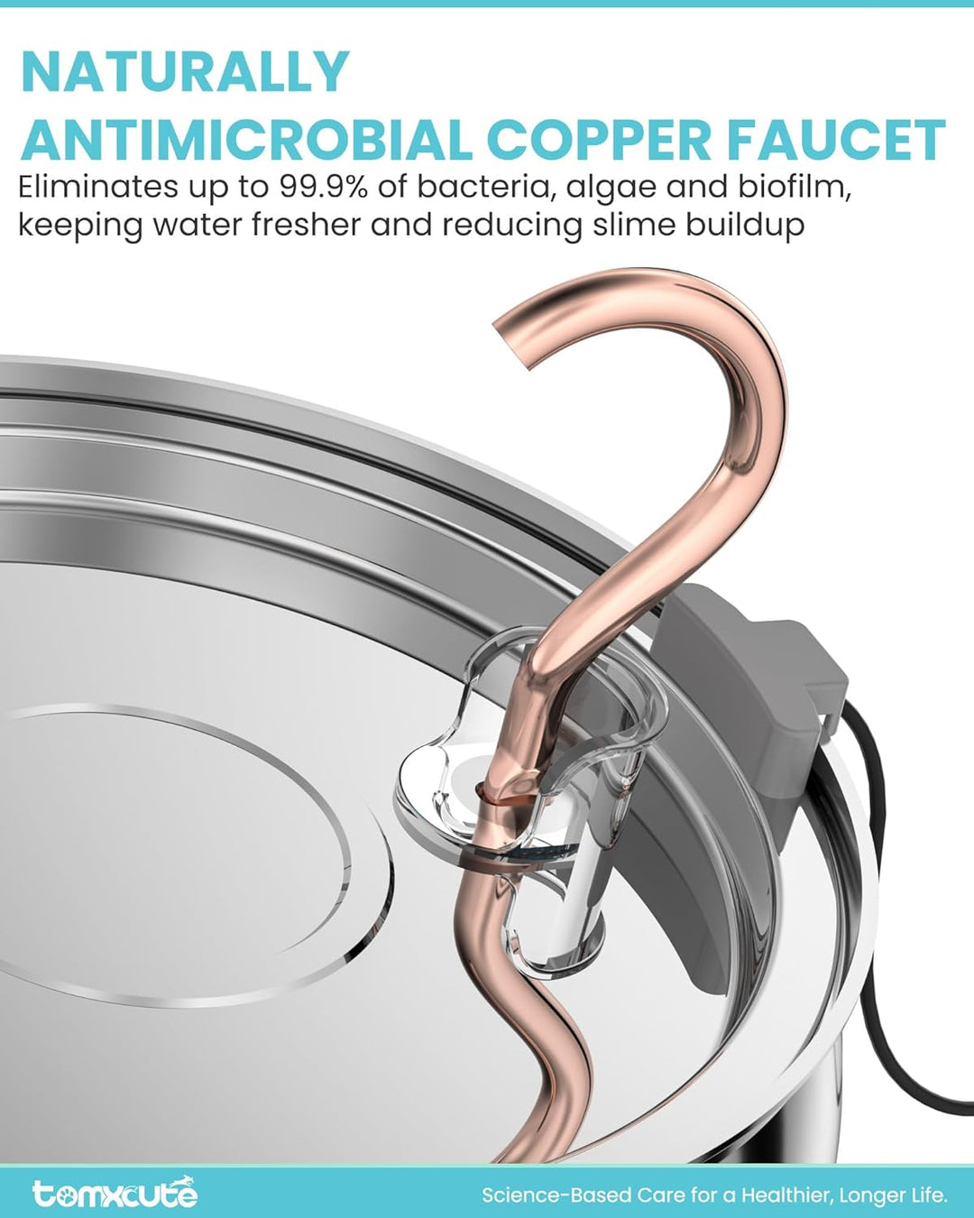 Tomxcute Katzenwasserbrunnen, 4,0 l, automatischer Edelstahl-Haustierbrunnen, Hundewasserspender, Ul