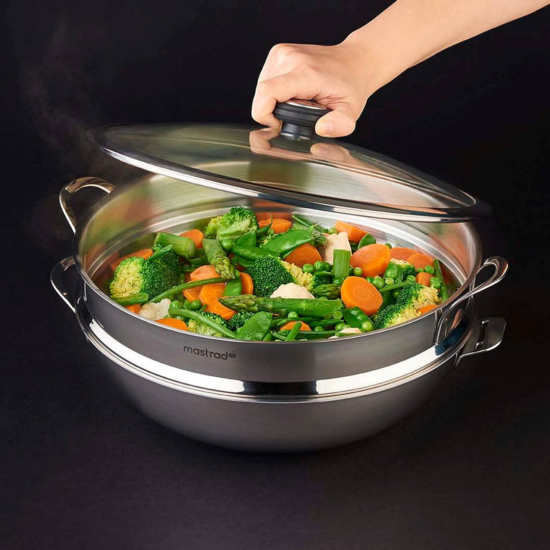 Mastrad Dampfkorb mit Deckel - Passt zum O’Wok Gourmet -Gesunder und schneller Garkorb + Deckel-32 C