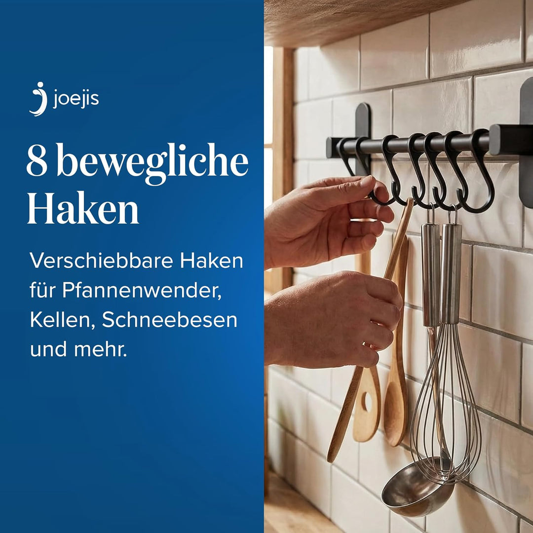joeji's Kitchen Hakenleiste Küche - Küchenstange - Starker Selbstklebend 3M Ohne Bohren - Küchenleis