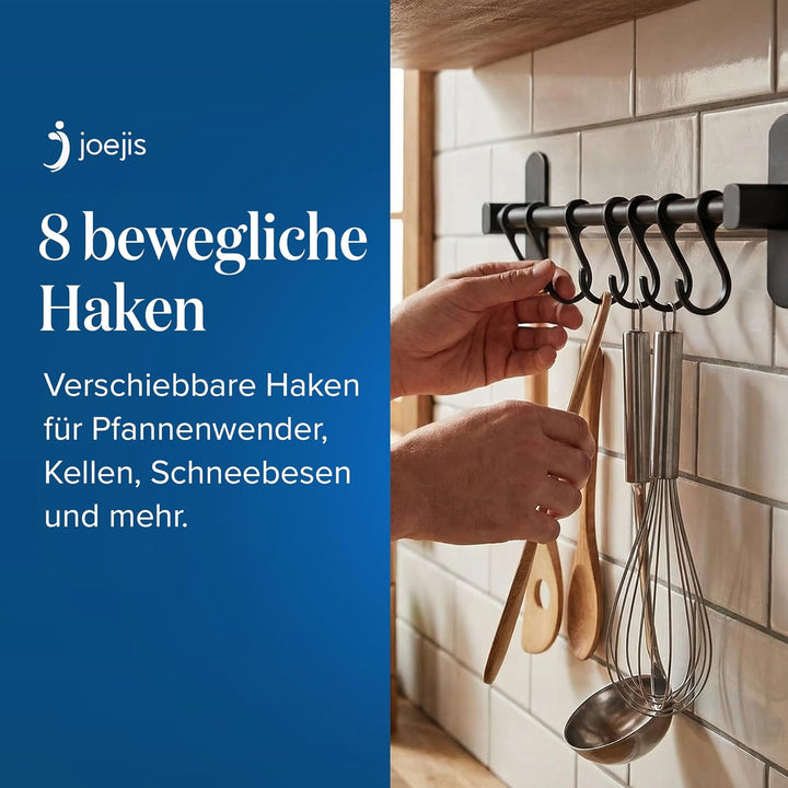 joeji's Kitchen Hakenleiste Küche - Küchenstange - Starker Selbstklebend 3M Ohne Bohren - Küchenleis