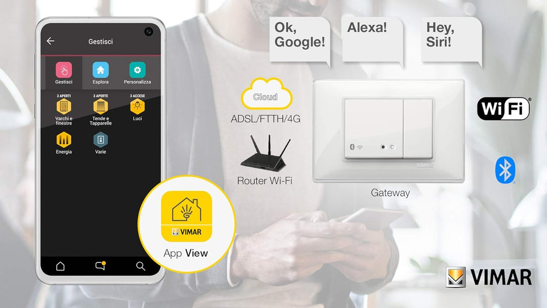 VIMAR 14597 Gateway View Wireless, Bluetooth wireless technology 4.2 WLAN, RGB-LED, Spannungsversorg