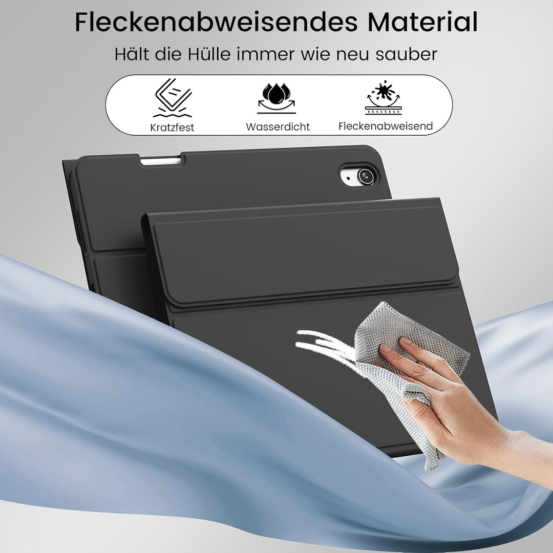 Hülle mit Tastatur für iPad 11/10 Generation mit Stifthalter, Magnetisch Abnehmbare Kabellose Blueto