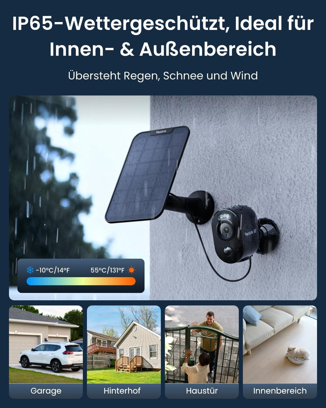 Reolink Solar Überwachungskamera Aussen Akku WLAN, 2K 4MP Farbnachtsicht, Personen/Fahrzeugerkennung