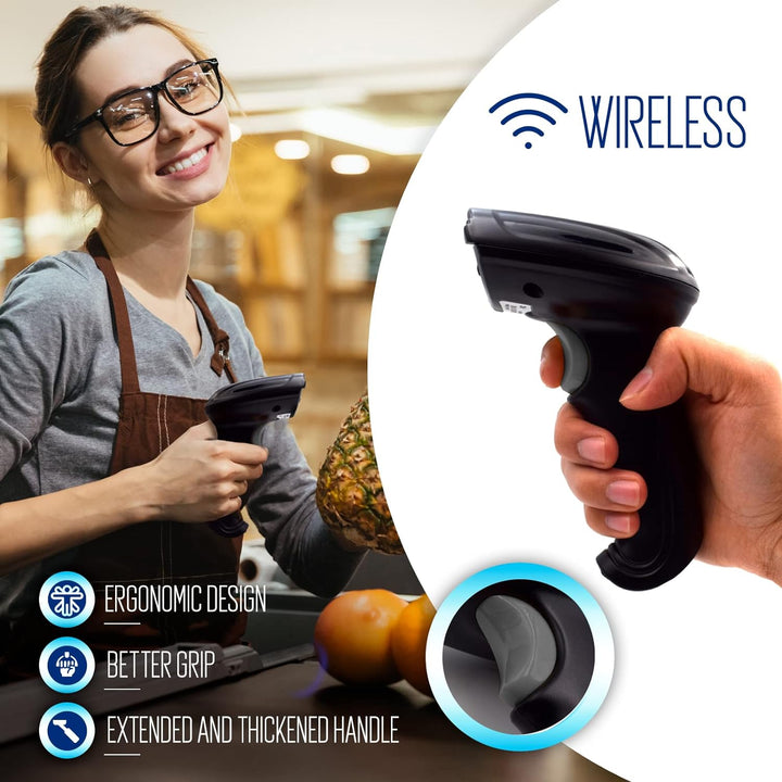 Ewent EW3431 Drahtloser 1D- und 2D-Barcode-Leser, kabelgebundener USB-Barcode-Leser, drahtloser Barc