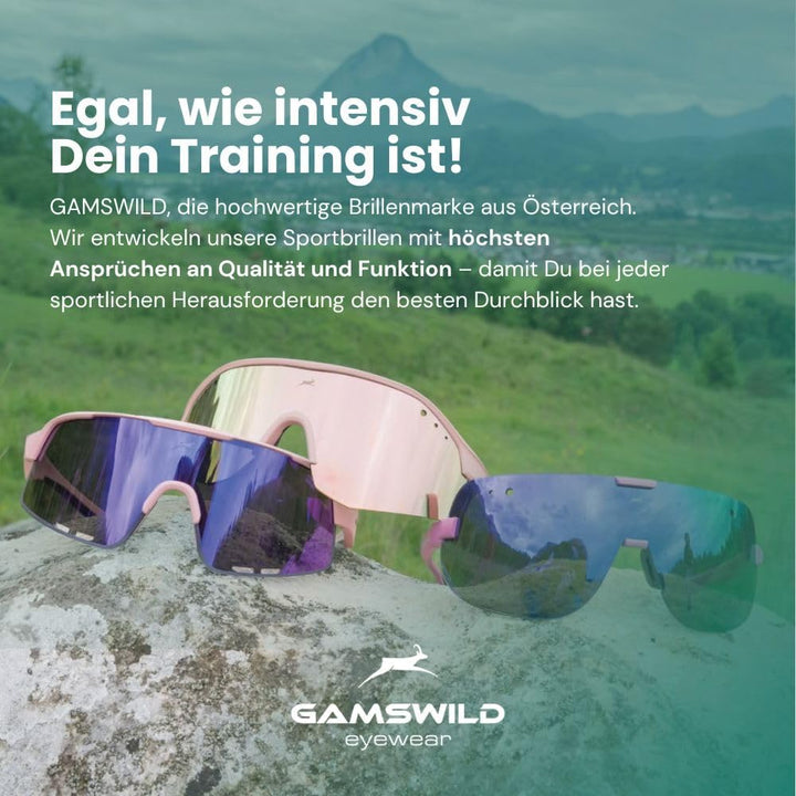 Gamswild WS2244 Sportbrille Sonnenbrille TR90 Fahrradbrille Skibrille Damen Herren Unisex verstellba