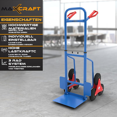 MAXCRAFT Sackkarre Treppenkarre bis 150 kg klappbar Treppensackkarre Transportkarre Treppensteiger B