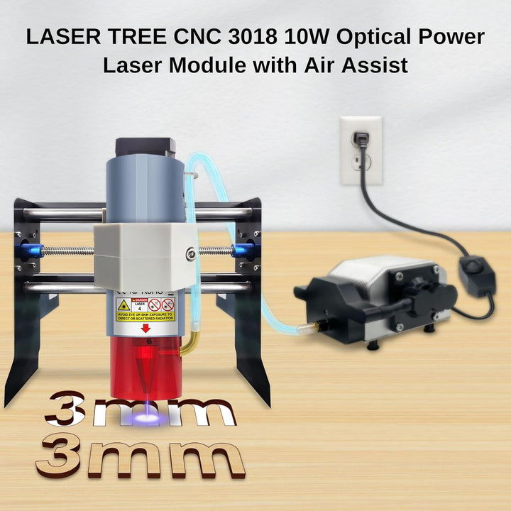 LASER TREE CNC 3018 Lasermodul kit, 5W optischer Leistungslaserkopf mit Luftunterstützung, feste Bre