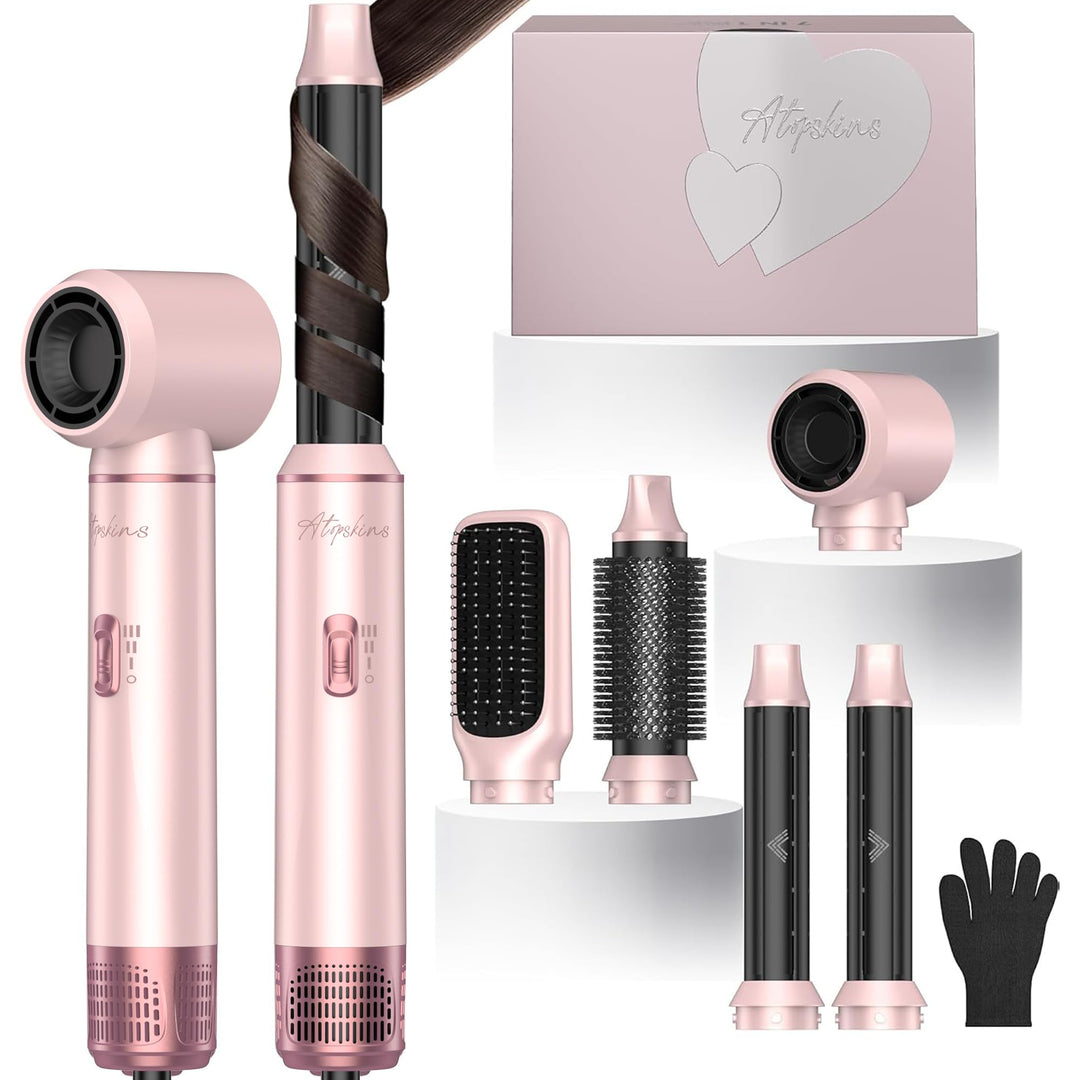 Atopskins 5 in 1 Haarstyler Air Styler Set, 1000W Airbrush,60000RPM Föhnbürste Haarstyler, Lockensta