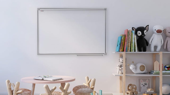 ALLboards Magnetisches Whiteboard 100x80cm Magnettafel mit Aluminiumrahmen und Stifteablage, Weiss M