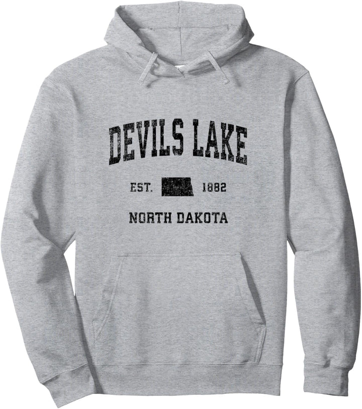 Devils Lake North Dakota ND Vintage Sportdesign Schwarz Prin Pullover Hoodie