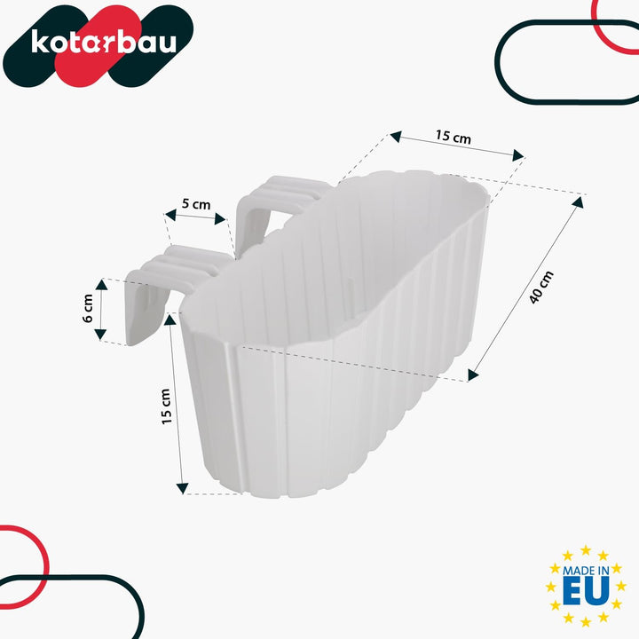 KOTARBAU® 6er Set Blumenkasten für Balkon - 40 x 15 x 15 cm - Blumenkasten für Balkongeländer - Balk