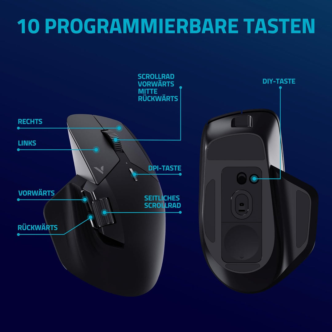 Rapoo VT0PRO kabellose 2,4 GHz High-Performance Gaming-Maus mit 26000 DPI optischem Sensor, 50 G Bes