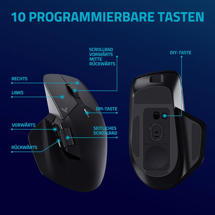 Rapoo VT0PRO kabellose 2,4 GHz High-Performance Gaming-Maus mit 26000 DPI optischem Sensor, 50 G Bes