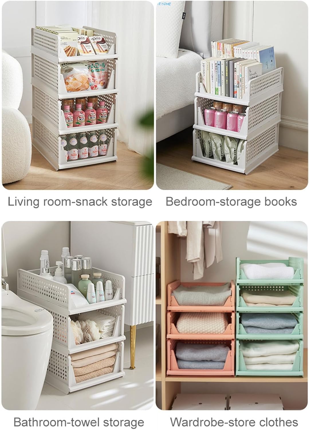 RMAN 4 Stück Kleiderschrank Organizer Schubladenbox Stapelbare Schrank Organizer Kleiderschrank Rega